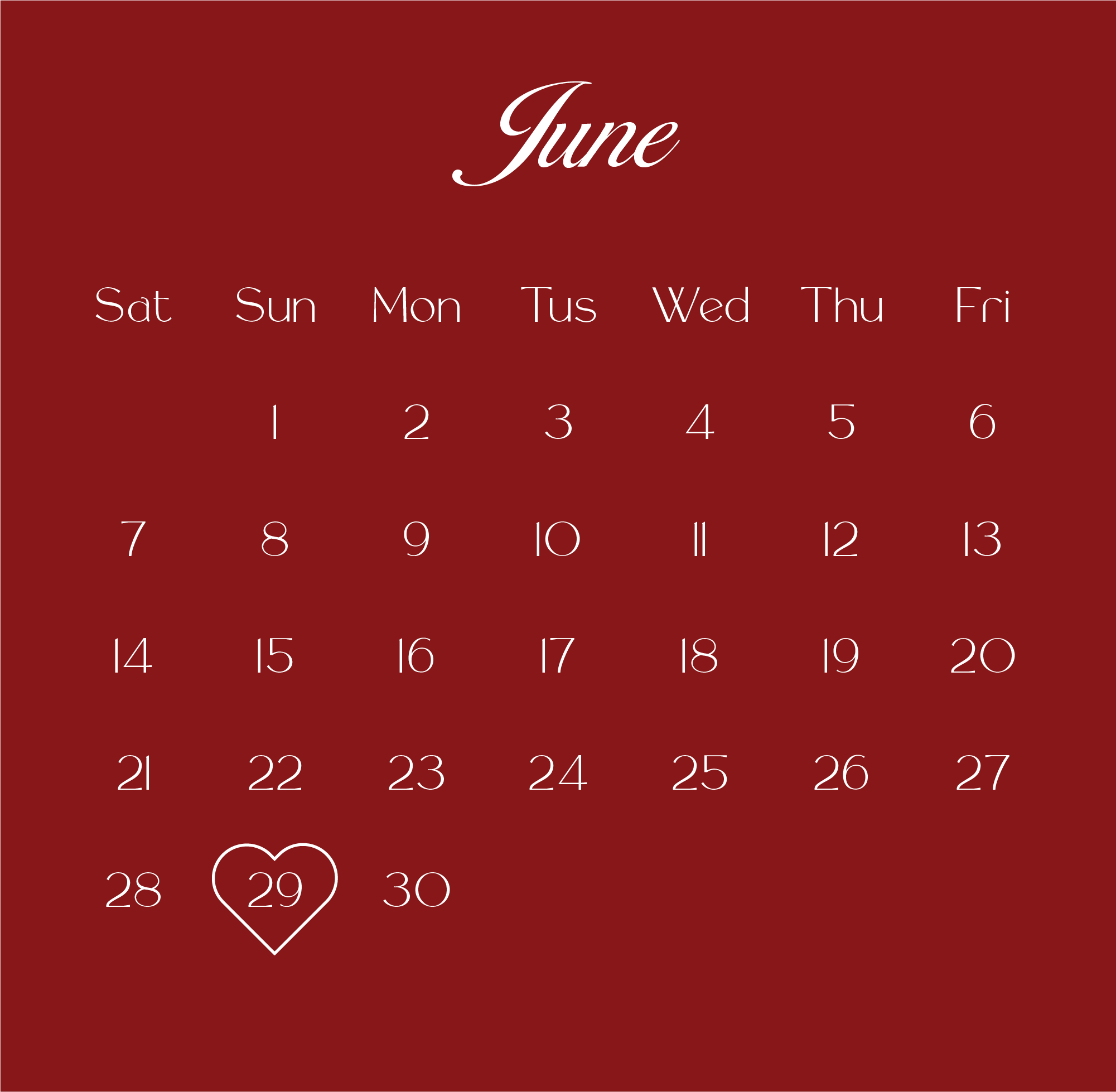 Calendar 28 June